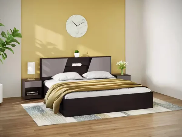King Size Engineered Wood Bed with Storage