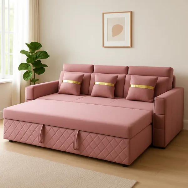 premium SofaCumBed 5*7ft pink