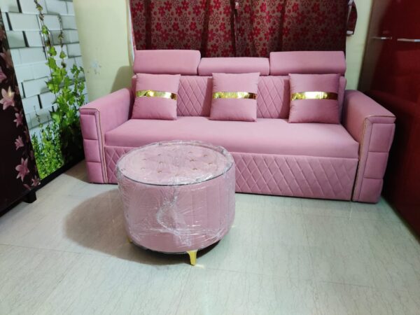premium SofaCumBed 5*7ft pink - Image 3