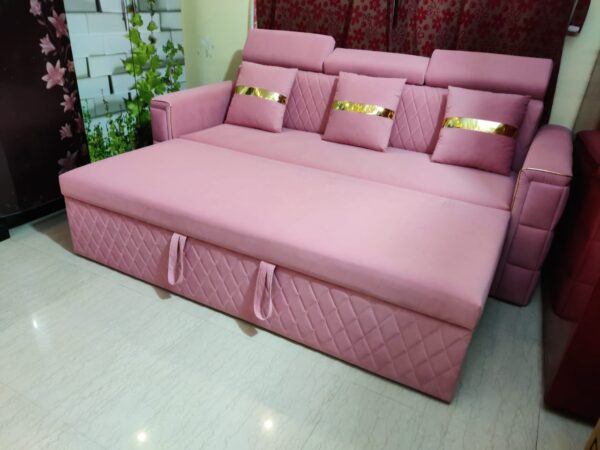 premium SofaCumBed 5*7ft pink - Image 2