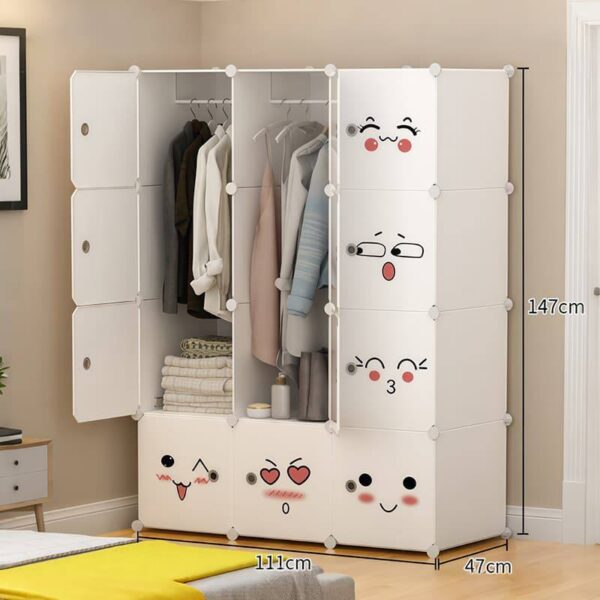 kanfedens Modular Cartoon Face Plastic Wardrobe