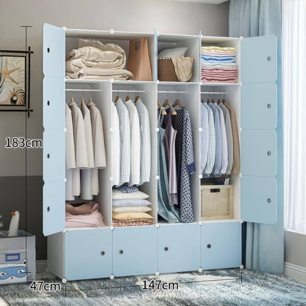 Large Blue Modular flexible Plastic Wardrobe