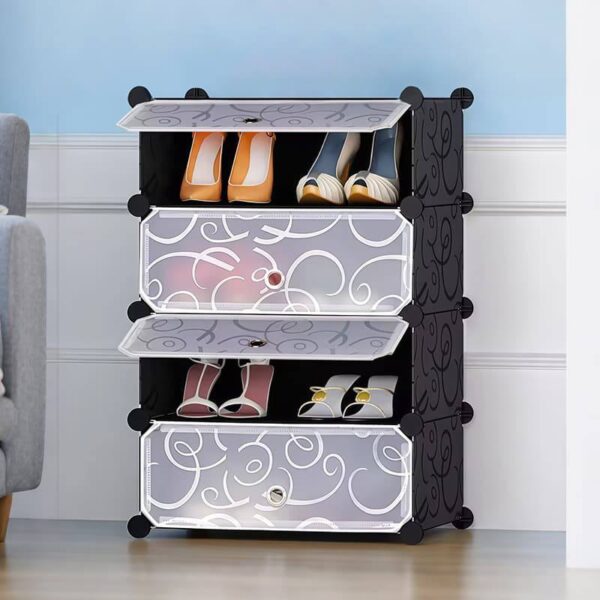 4-Layer Flip flexible Plastic Shoe Organizer