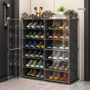 12-Layer Black  Modular Plastic Shoe Organizer