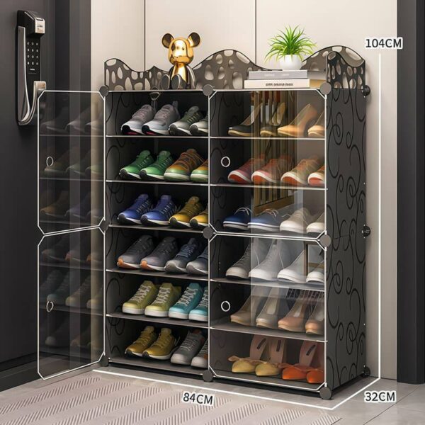 12-Layer Black  Modular Plastic Shoe Organizer